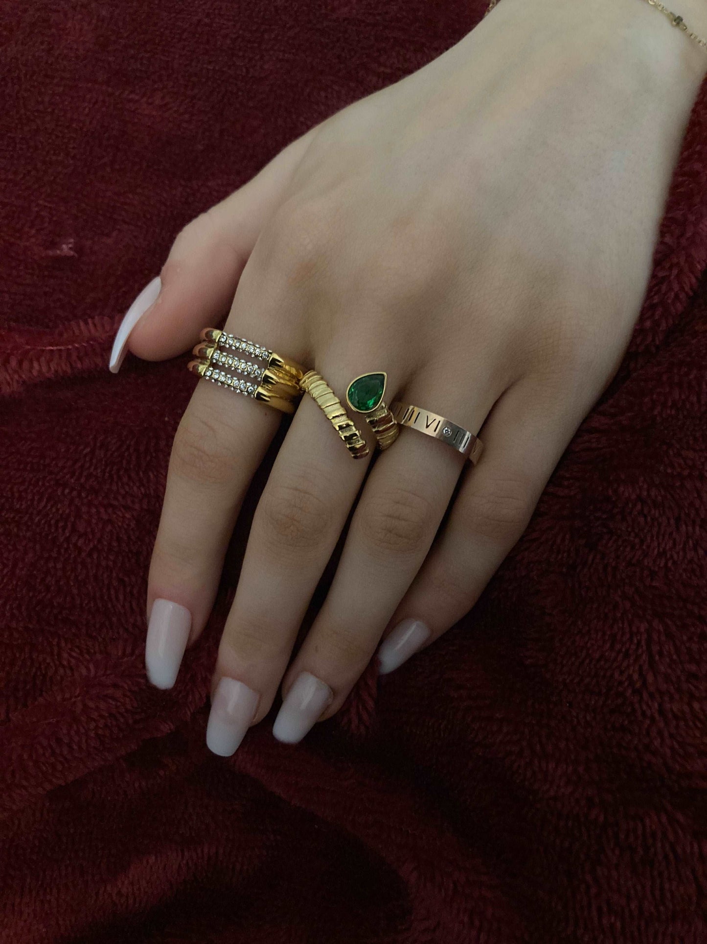 Gold Triple Band Ring - Kissed Jewellery