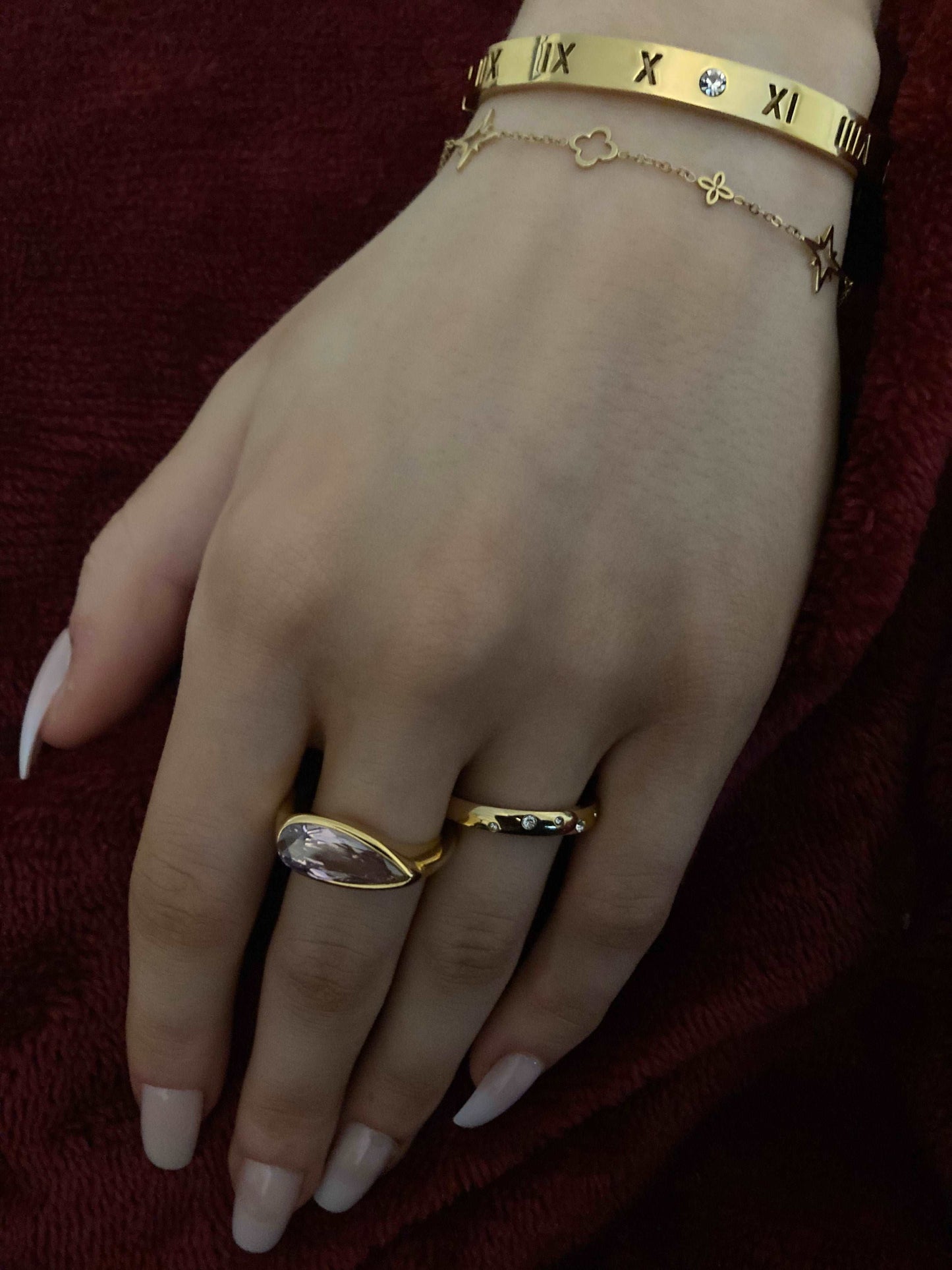 Gold Pink Shine Ring - Kissed Jewellery