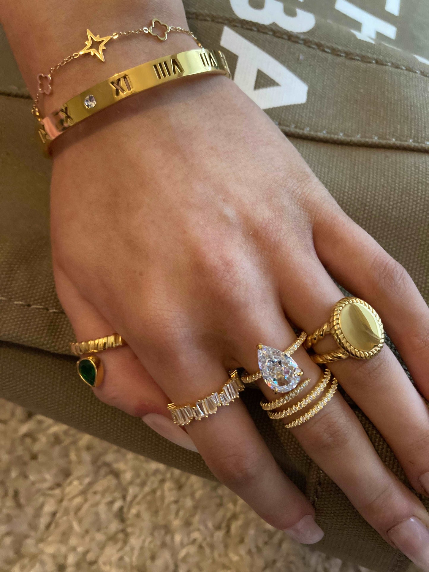 Sterling Silver 925 Iced Gold Swirl Ring - Kissed Jewellery