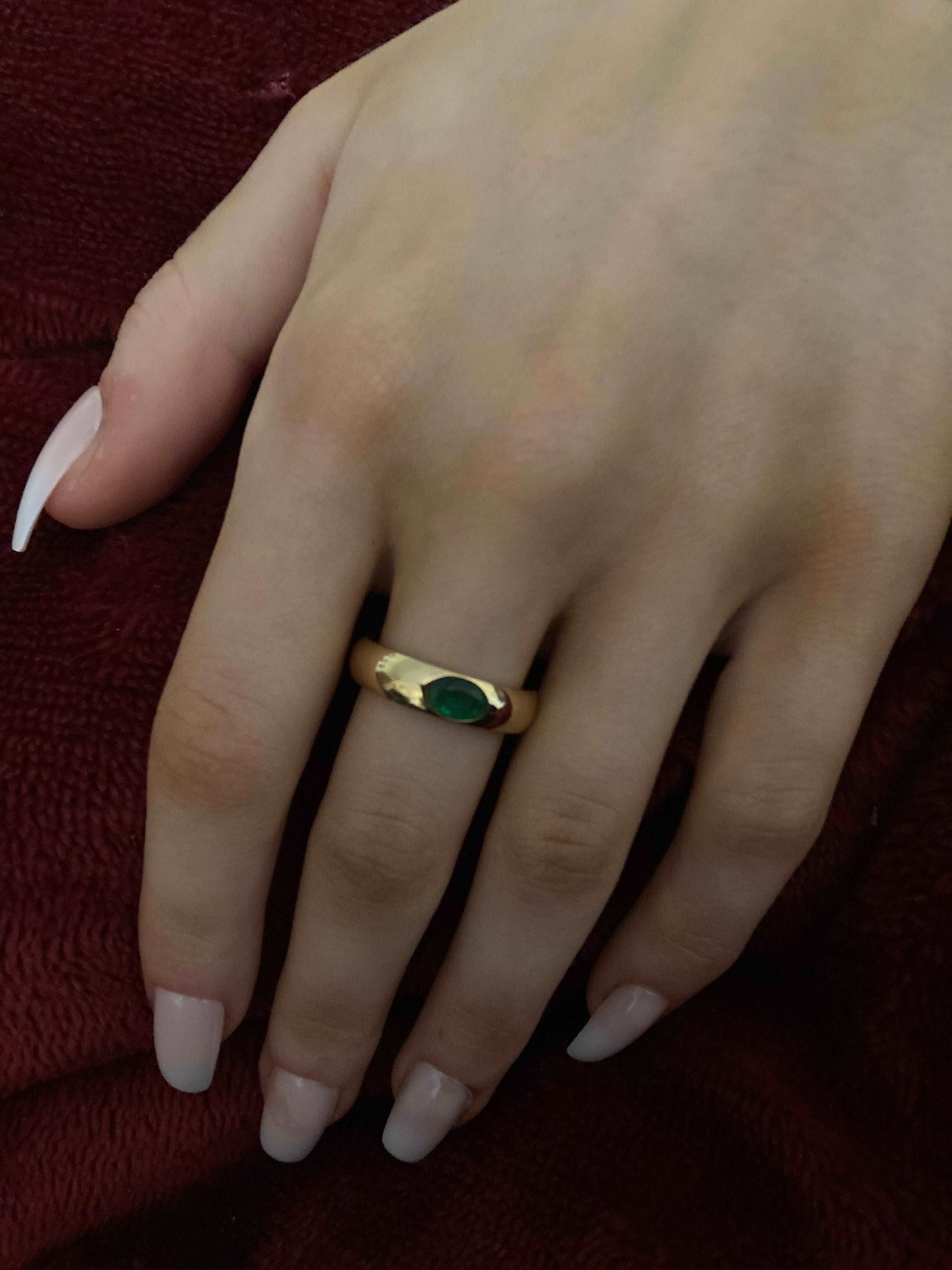 Gold Green Gem Ring - Kissed Jewellery