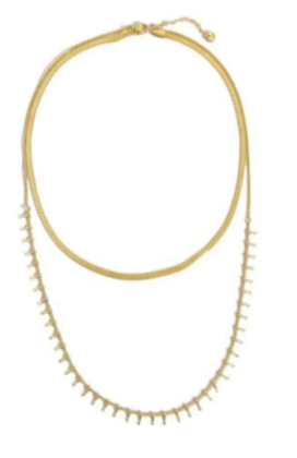 Gold Double Layer Spear Detail Necklace