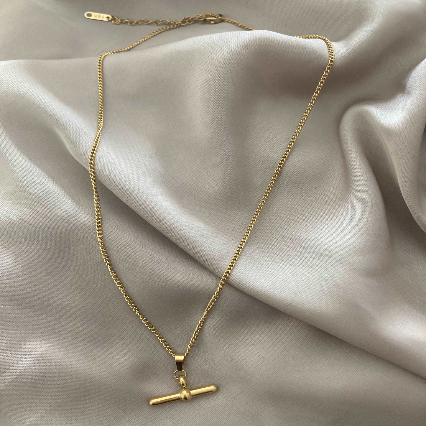 Gold T Bar Necklace - Kissed Jewellery