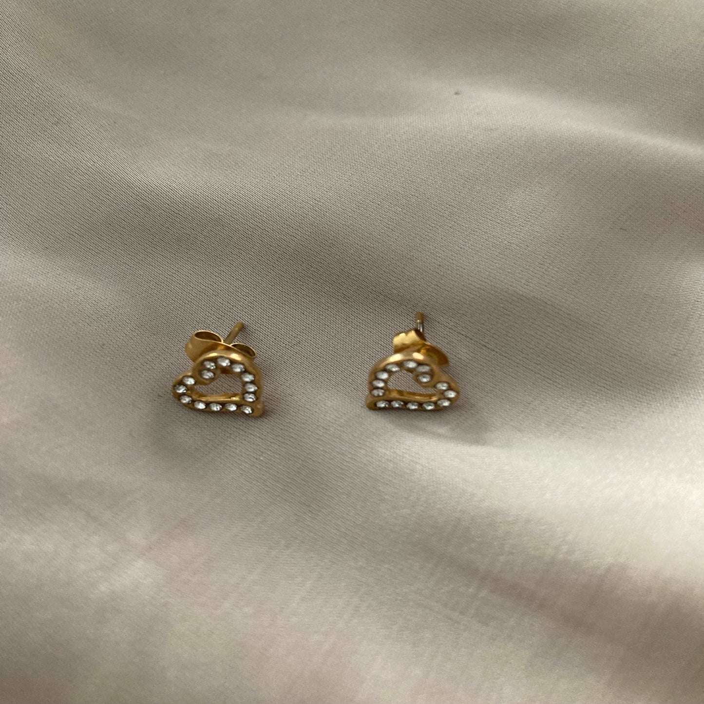 Gold Zirconia Heart Studs - Kissed Jewellery