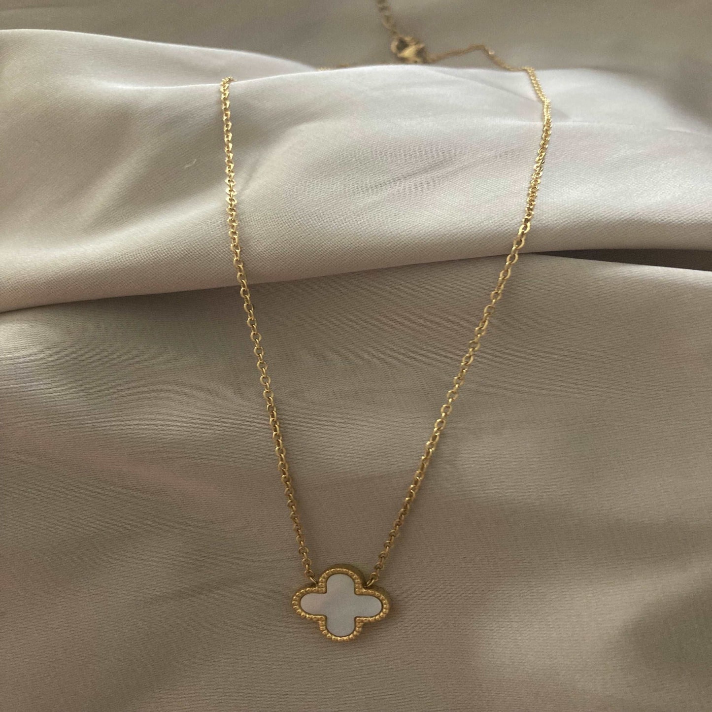 Shell & Gold Clover Necklace - Kissed Jewellery