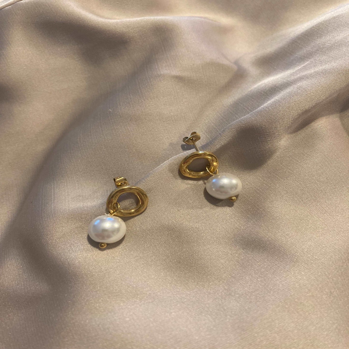 Gold Pearl Drop Earrings - Kissed Jewellery