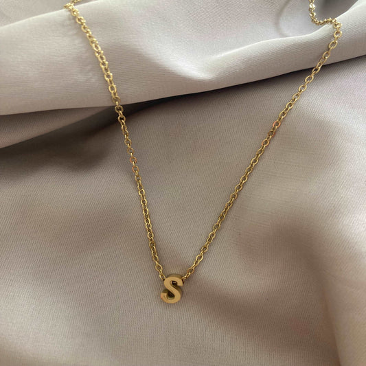 Gold Initial Necklace - Kissed Jewellery