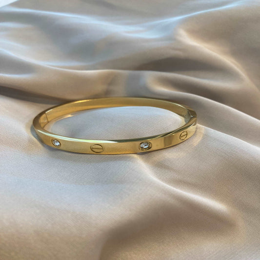 Timeless Gold Bangle with Zirconia - Kissed Jewellery