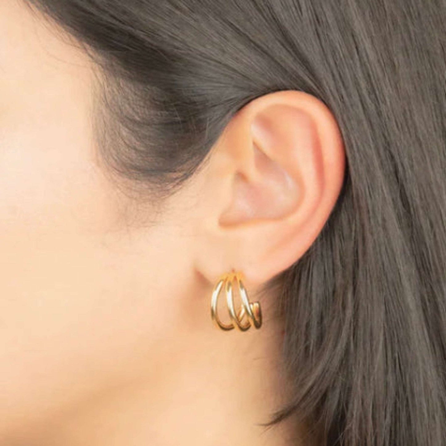 Gold Triple Hoop - Kissed Jewellery