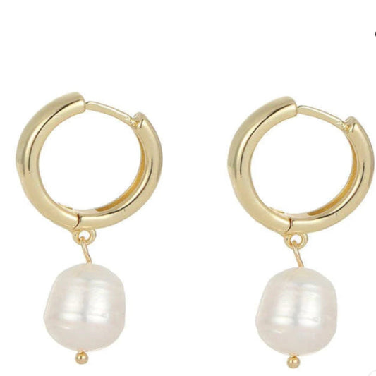 Gold Hoop Pearl Earrings - Kissed Jewellery