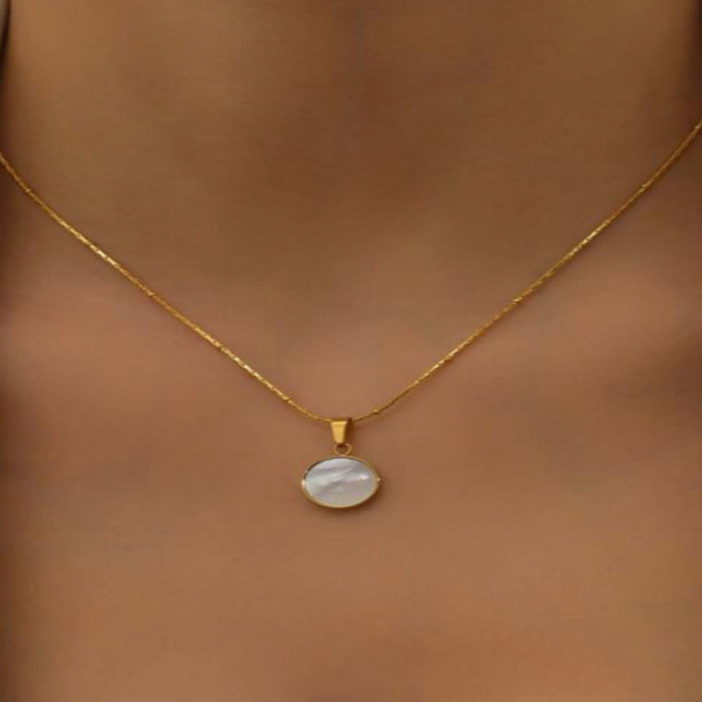 Gold Necklace with Shell Pendant - Kissed Jewellery
