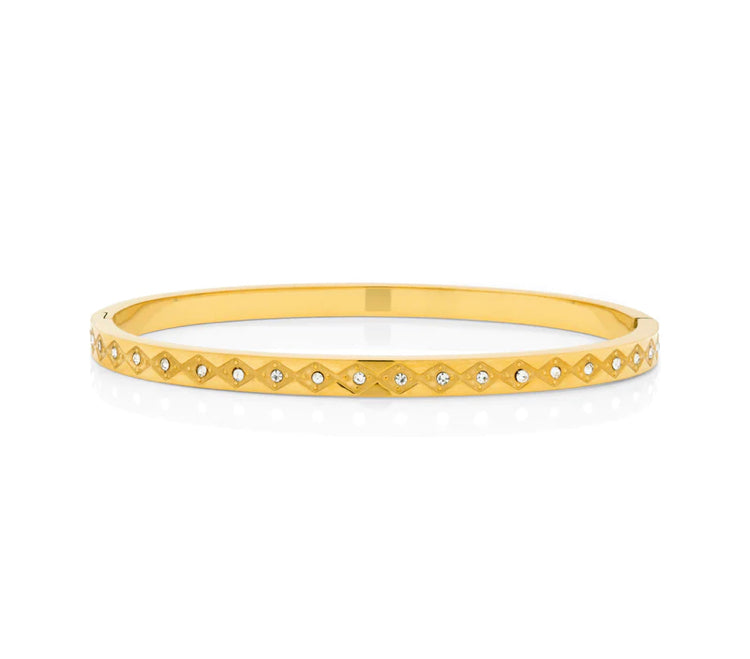Diamond Gold Bangle with Zirconia