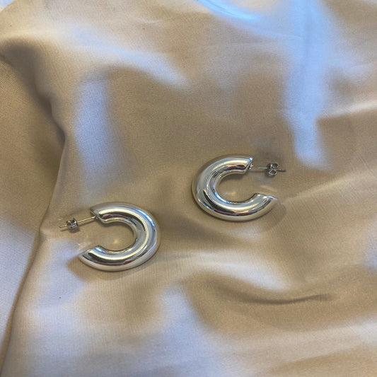 Trendy Silver Hoop Earrings