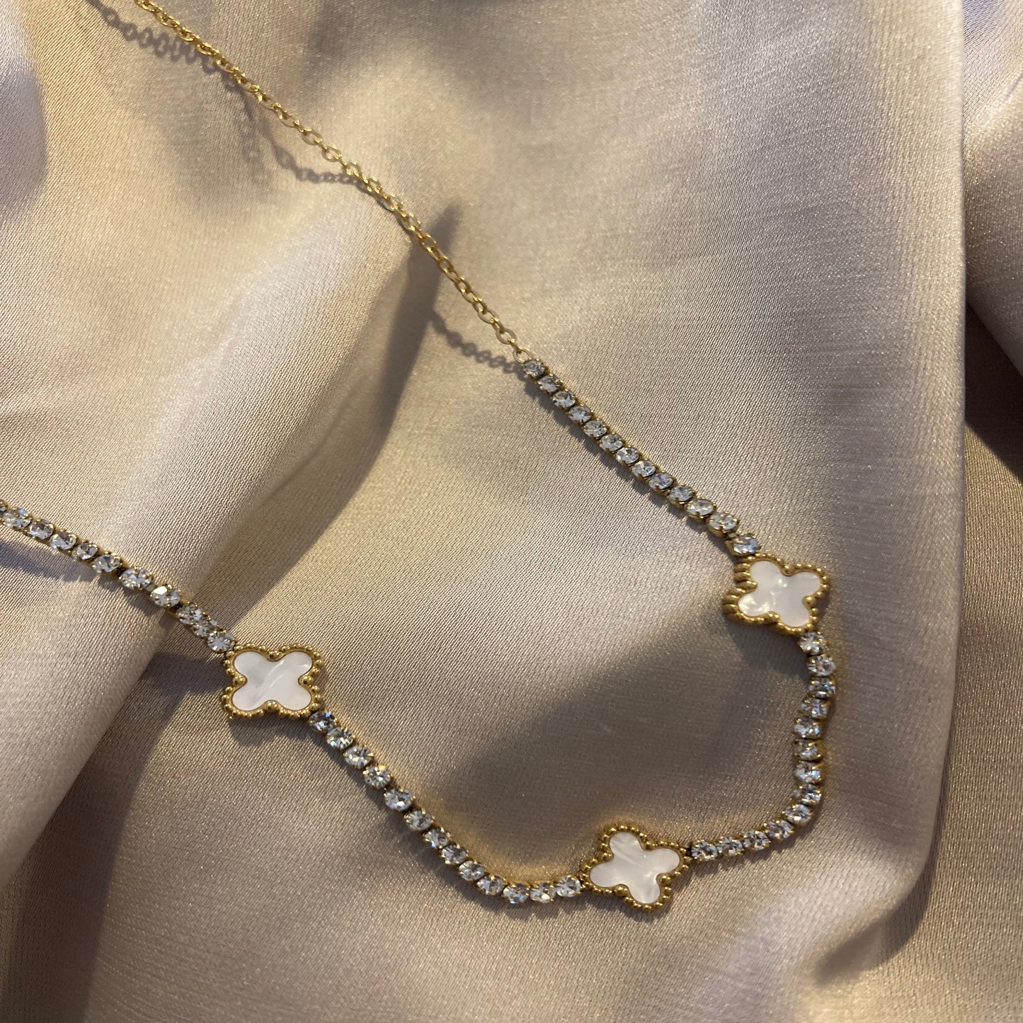 Tennis Necklace with Clover