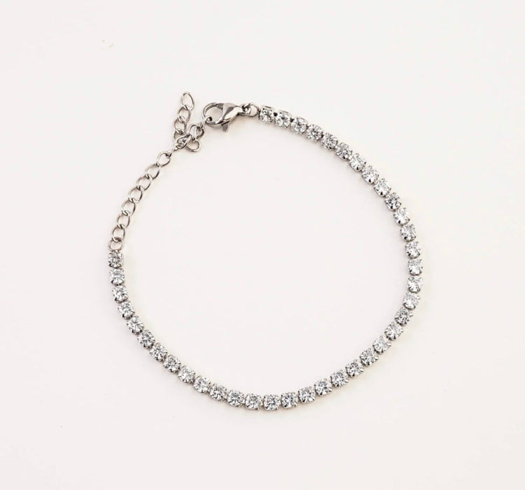 Silver Tennis Necklace and Bracelet Bundle