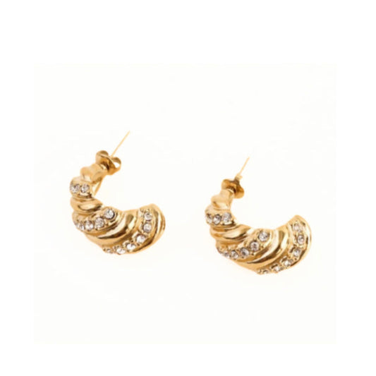 Gold Model Hoop Earrings with Zirconia