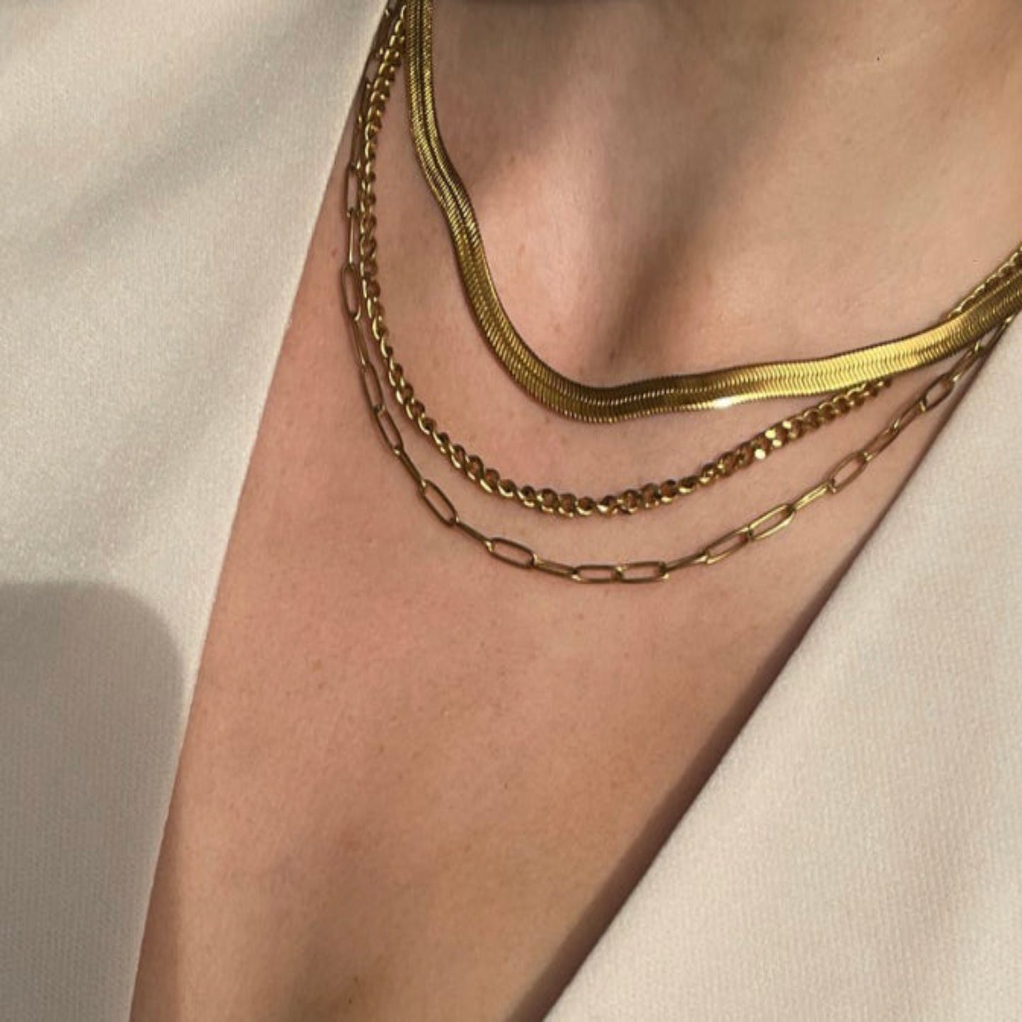 Gold Double Layer Chain Necklace
