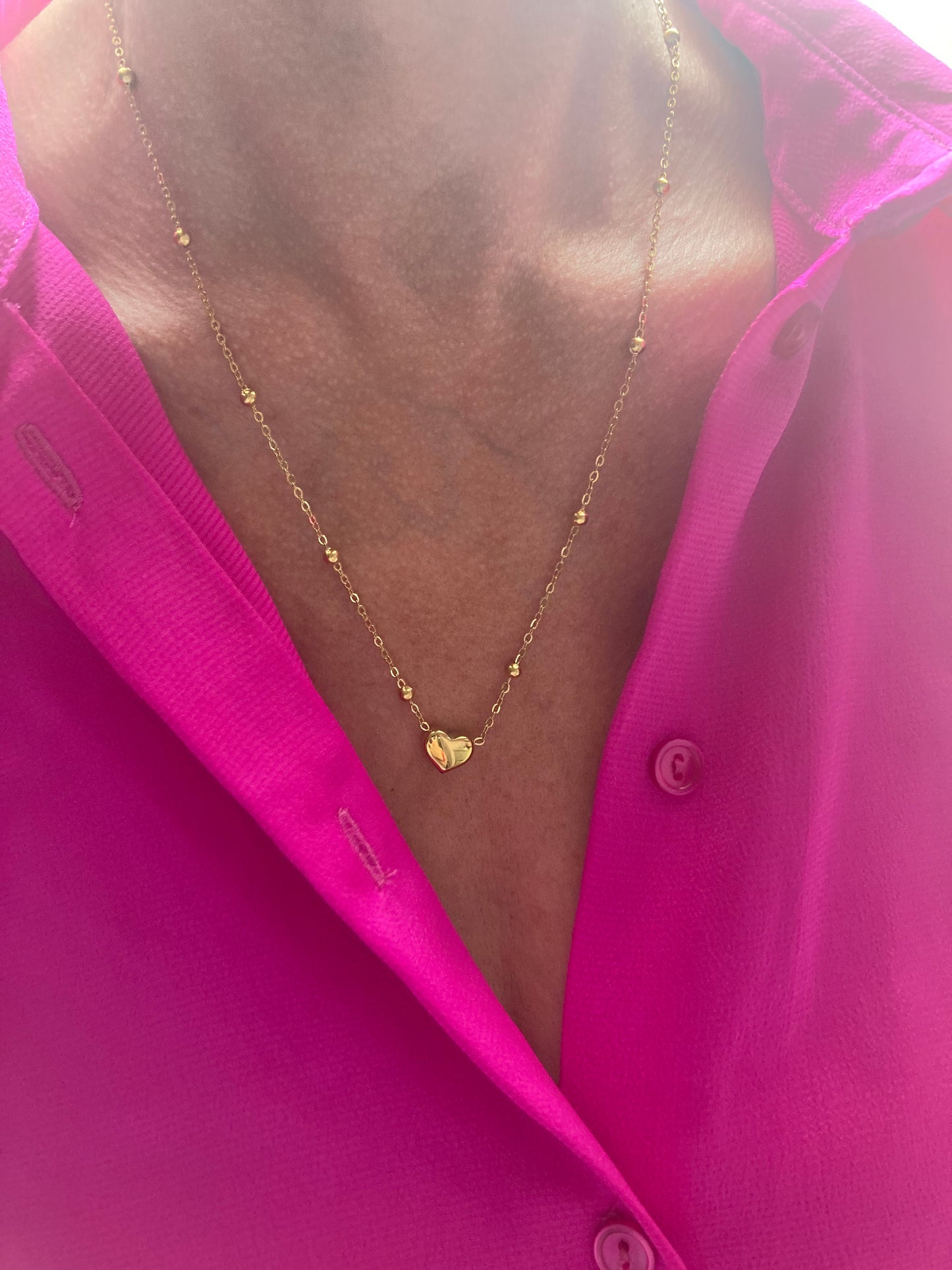 Beaded Gold Heart Necklace