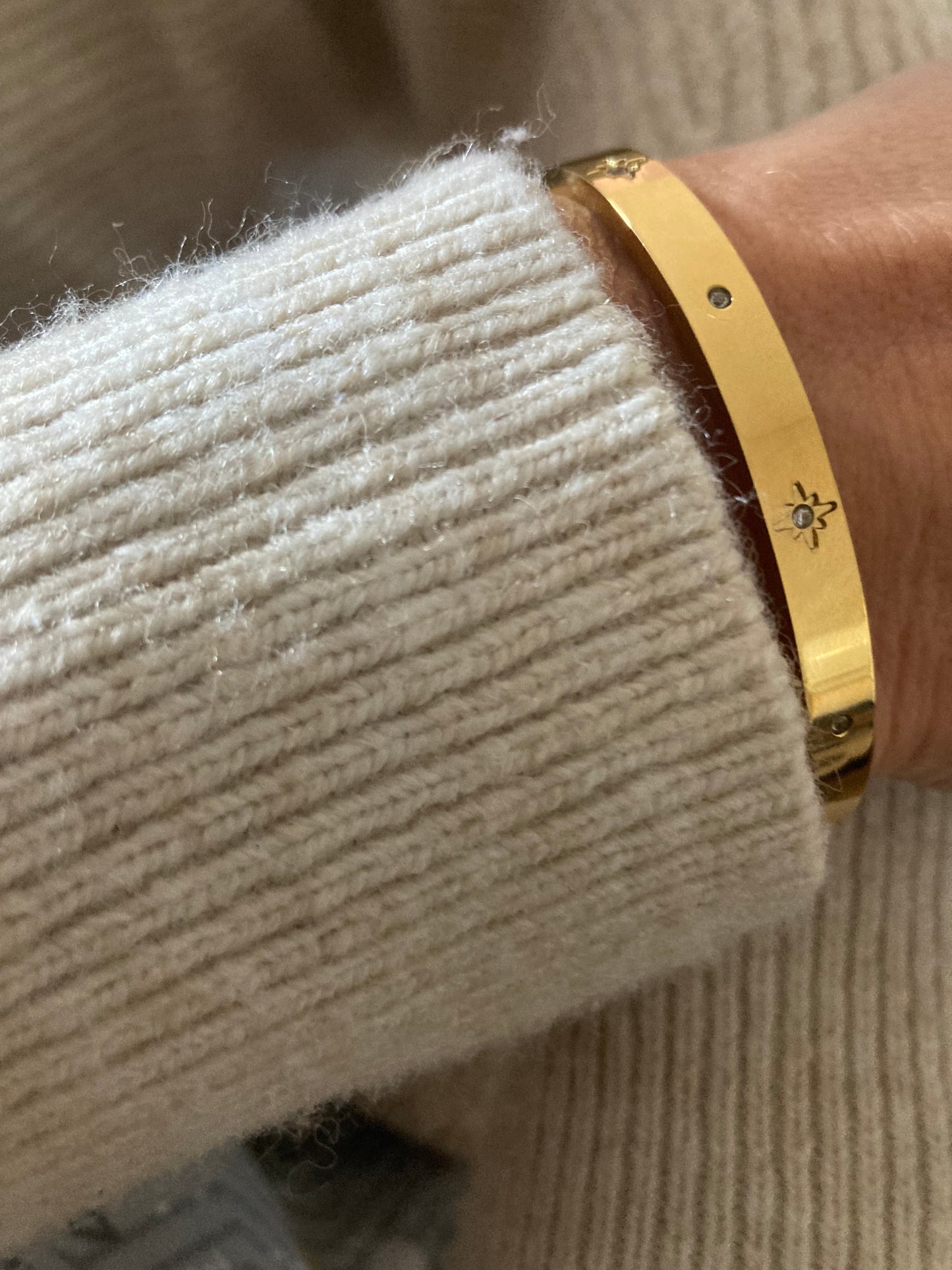Gold Star Bangle with Zirconia