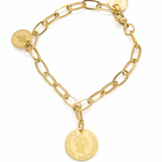 Gold Chunky Coin Bracelet - Kissed Jewellery