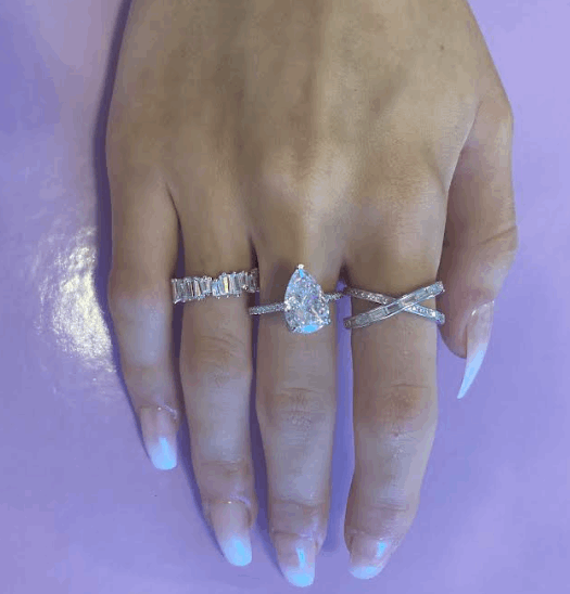 Sterling Silver 925 Iced Oval Dimonté Ring - Kissed Jewellery