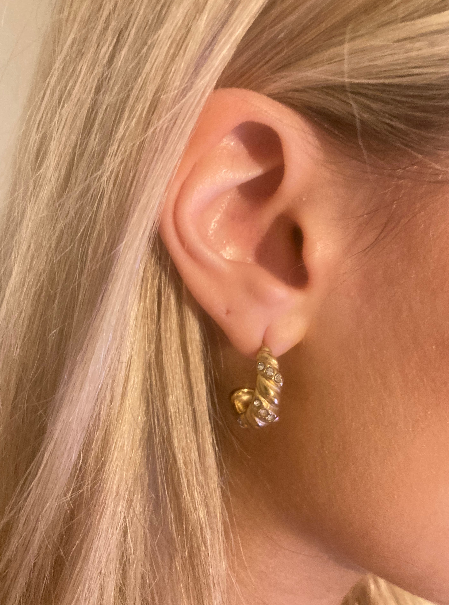 Gold Model Hoop Earrings with Zirconia