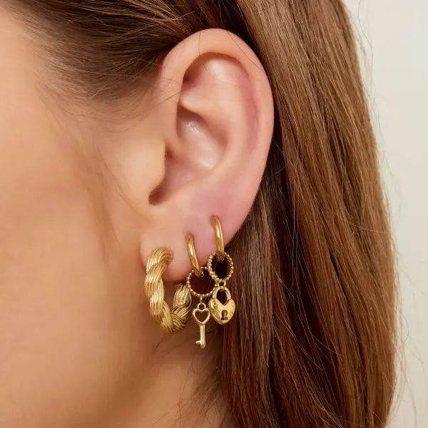 Gold Twisted Hoop Earrings - Kissed Jewellery