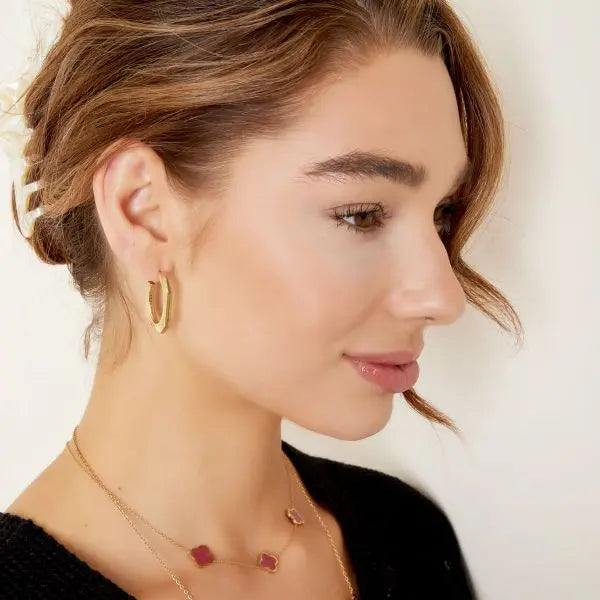 Gold Designed Hoop Earrings - Kissed Jewellery