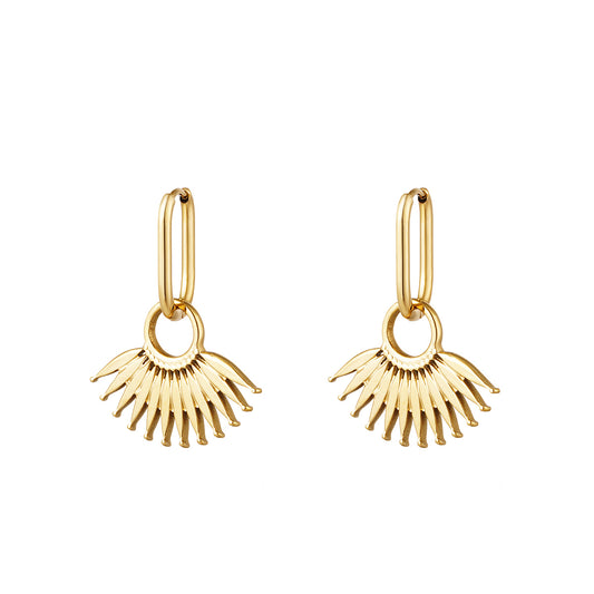 Gold Sun Fan Earrings - Kissed Jewellery