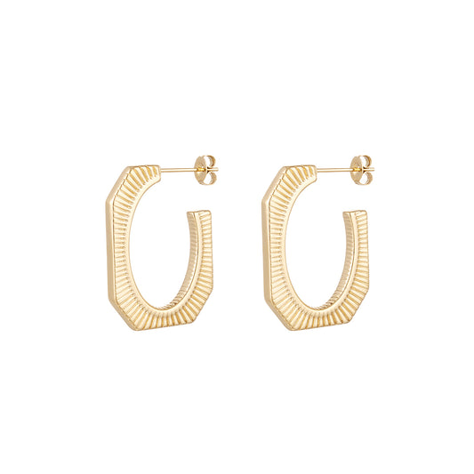 Gold Designed Hoop Earrings - Kissed Jewellery