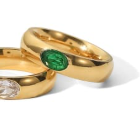 Gold Green Gem Ring - Kissed Jewellery