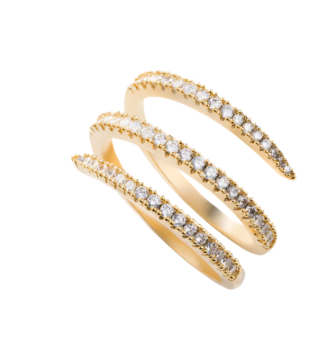 Sterling Silver 925 Iced Gold Swirl Ring - Kissed Jewellery