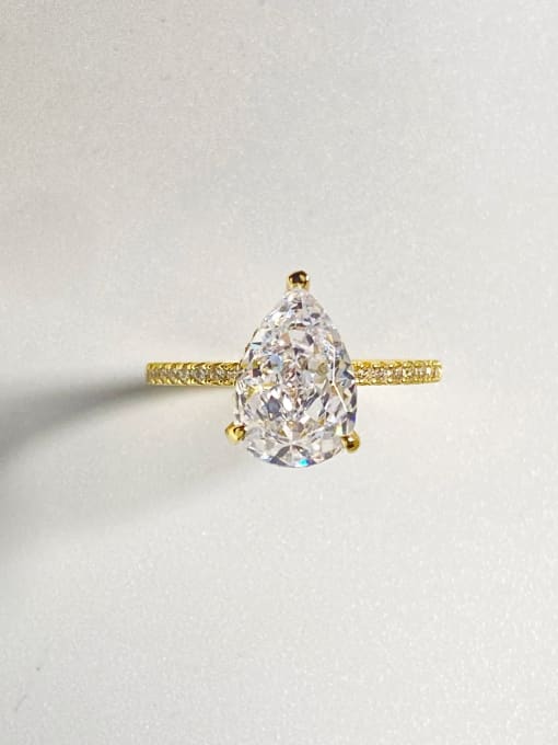 Sterling Silver 925 Iced Gold Oval Diamonté Ring - Kissed Jewellery