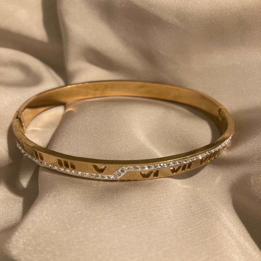 Gold Roman Glitter LA Bangle - Kissed Jewellery
