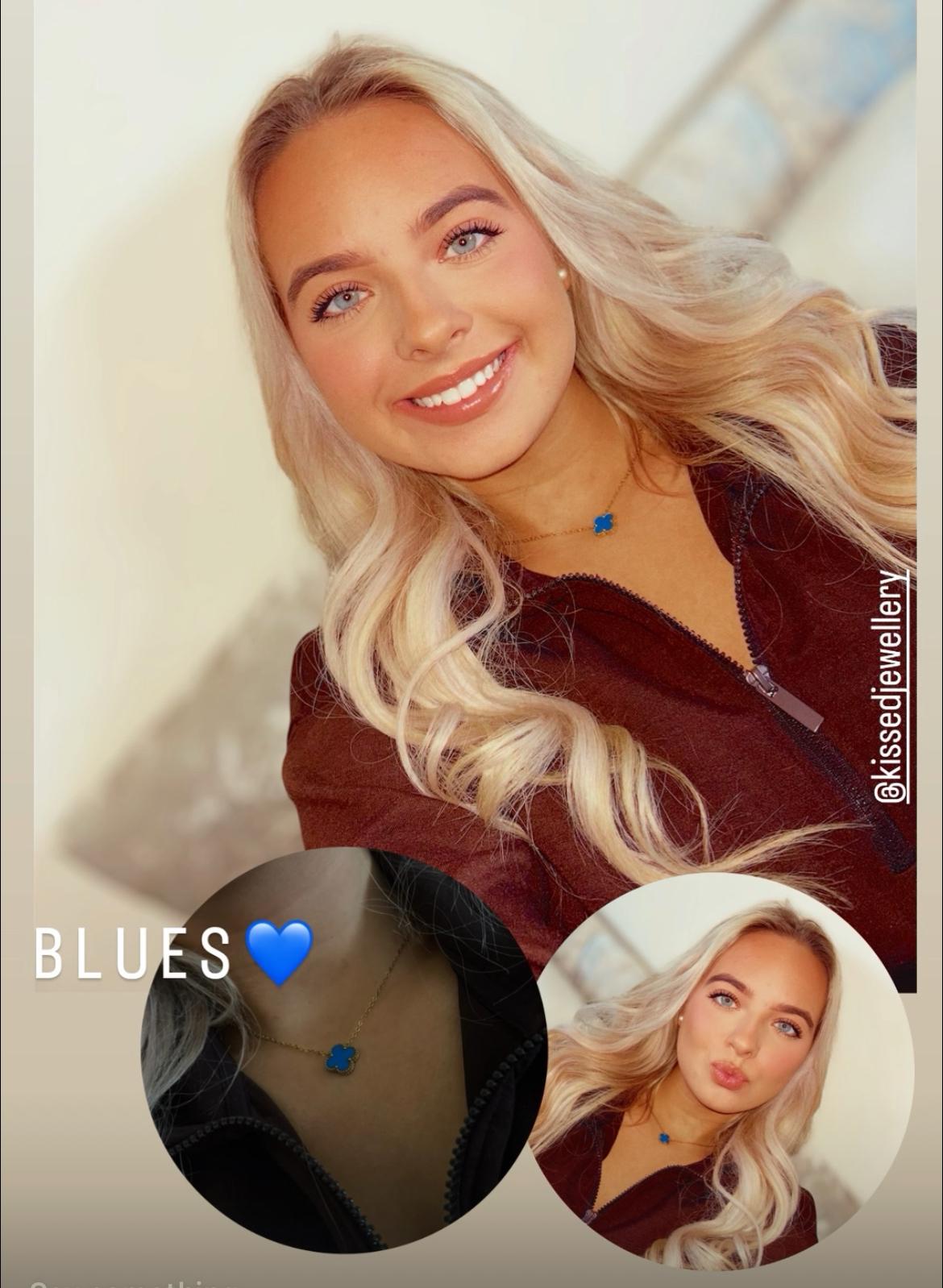 Blue & Gold Clover Necklace