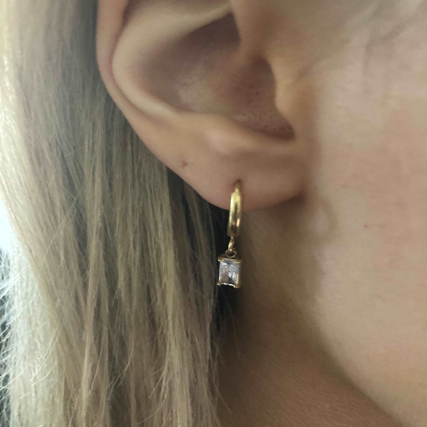 Gold Hoop Earrings with Zircon - Kissed Jewellery