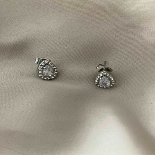 Silver Zirconia Rain Drop Studs - Kissed Jewellery
