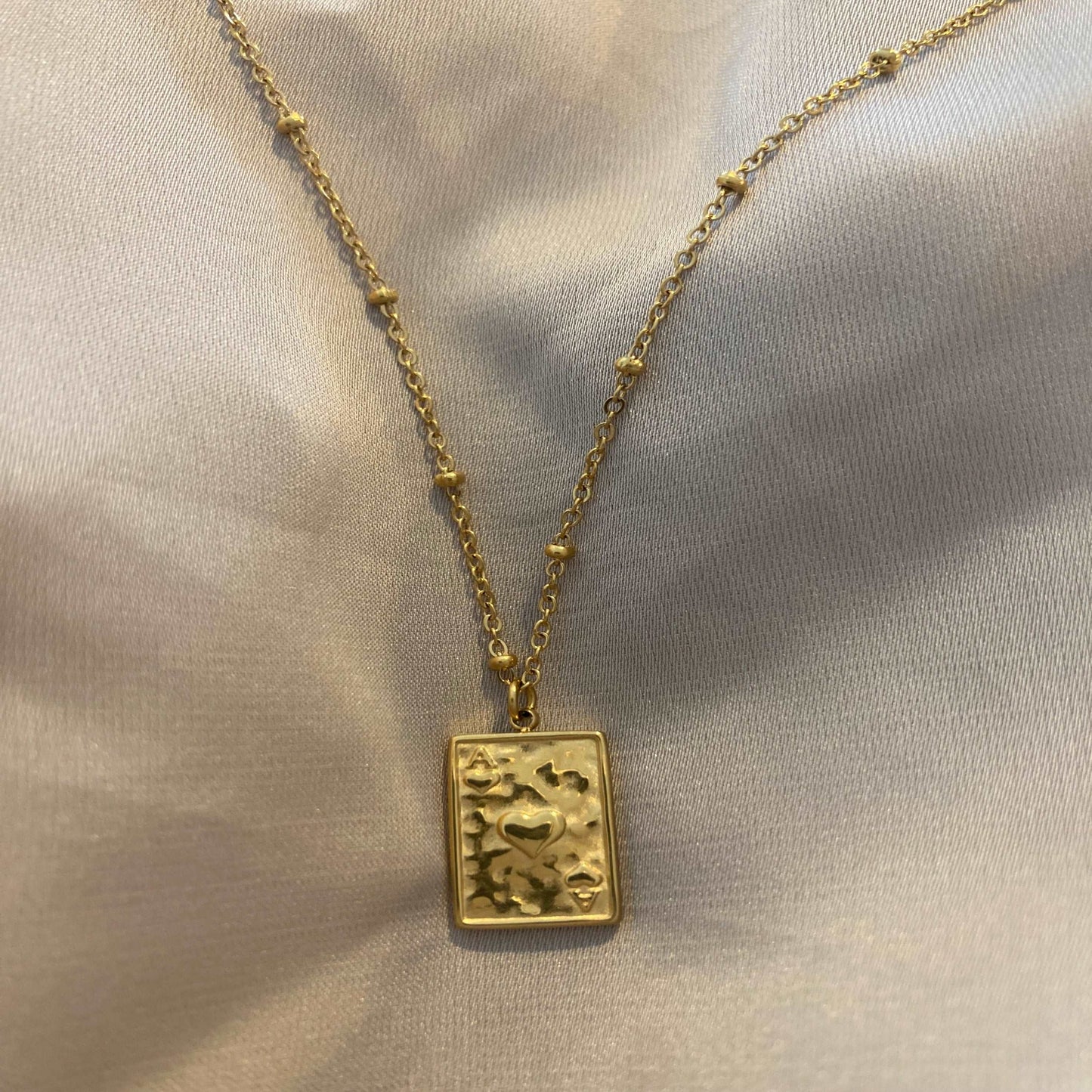 Gold Tag Necklace with Heart Detail - Kissed Jewellery