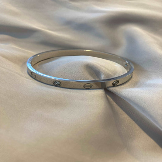 Timeless Silver Bangle with Zirconia - Kissed Jewellery
