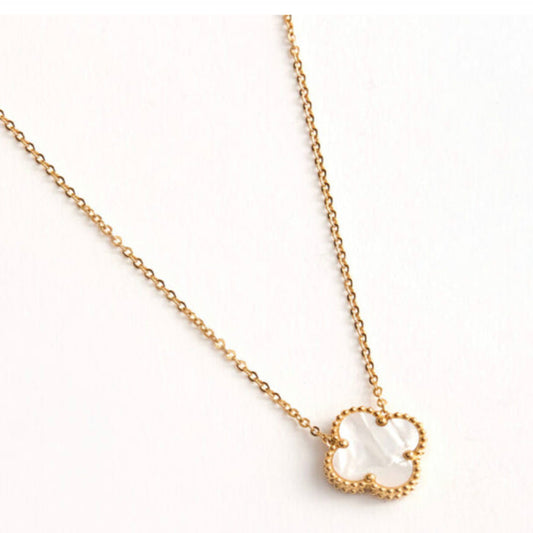 Shell & Gold Clover Necklace - Kissed Jewellery