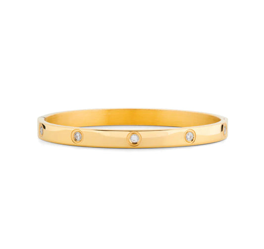 Gold Hollywood Bangle with Zirconia - Kissed Jewellery