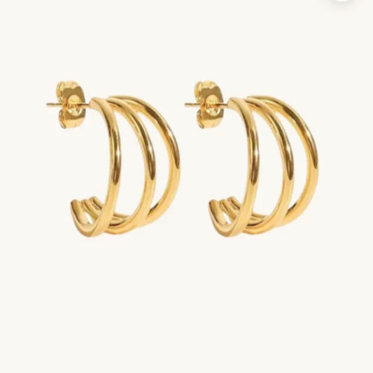 Gold Triple Hoop - Kissed Jewellery