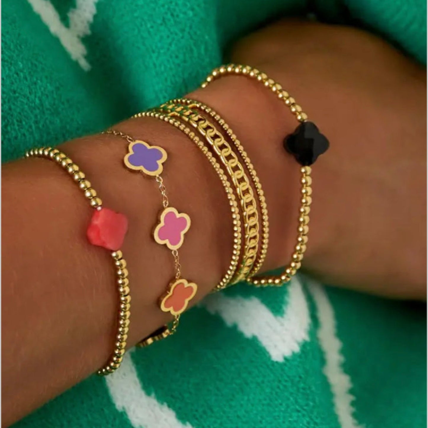 Five Colour Clover Bracelet