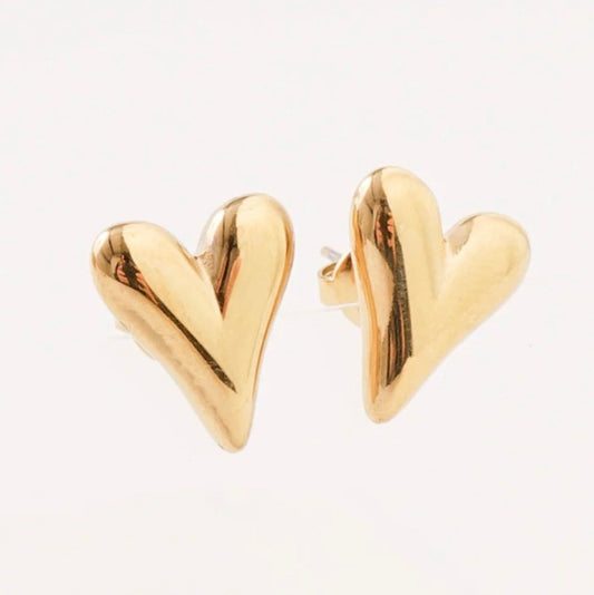 Stud Gold Heart Earrings