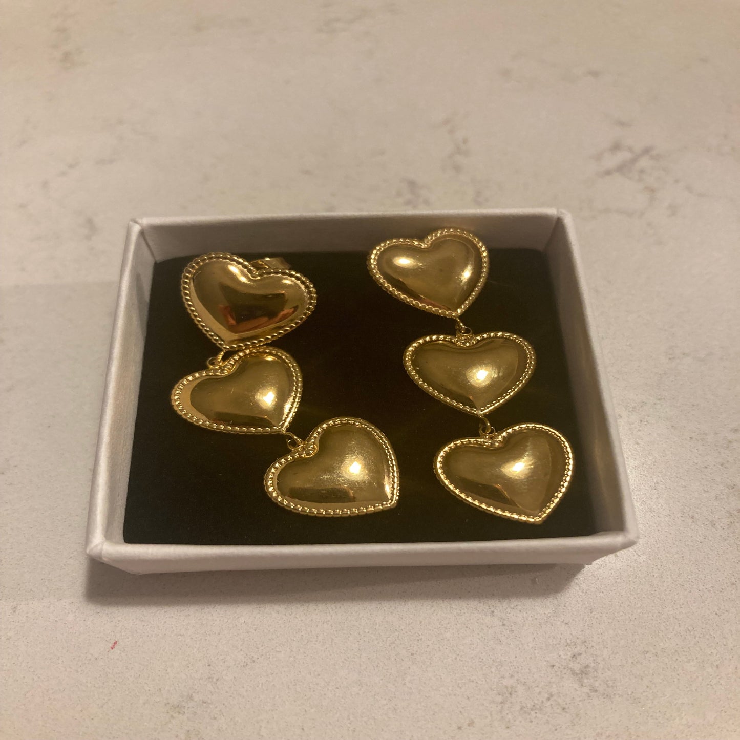 Trio Gold Heart Earrings