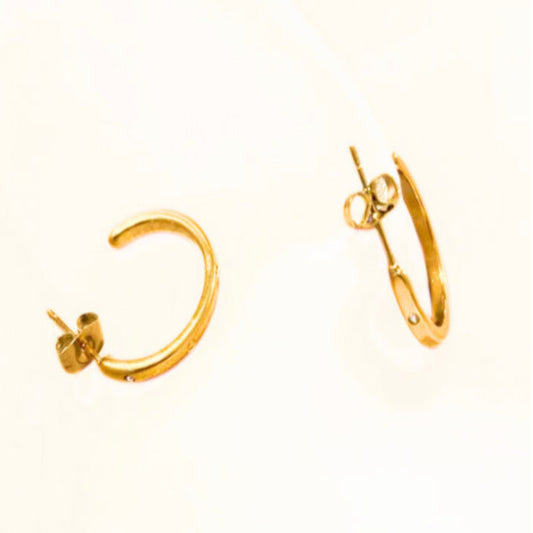 Gold Hoop Earrings with Dainty Zirconia