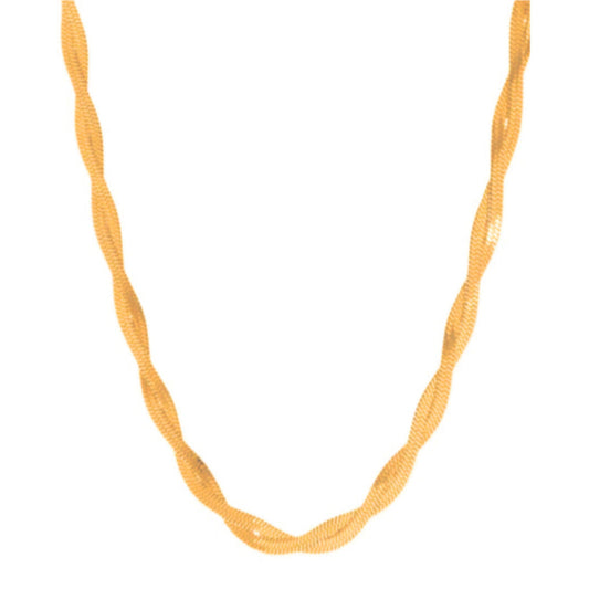 Gold Twisted Herringbone Necklace