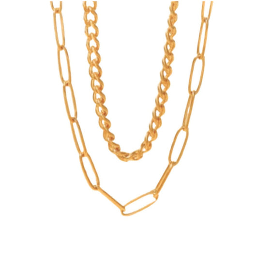 Gold Double Layer Chain Necklace