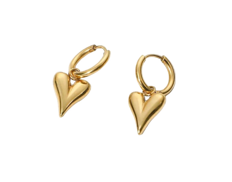 Heart Huggie Gold Hoops