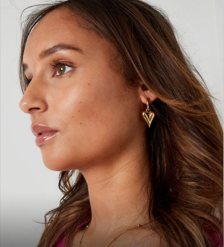 Heart Huggie Gold Hoops
