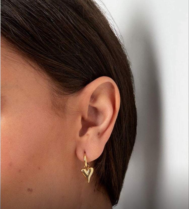 Heart Huggie Gold Hoops